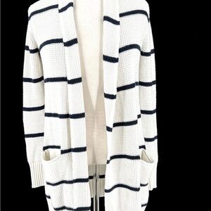 Athleta Black and White Striped Cardigan